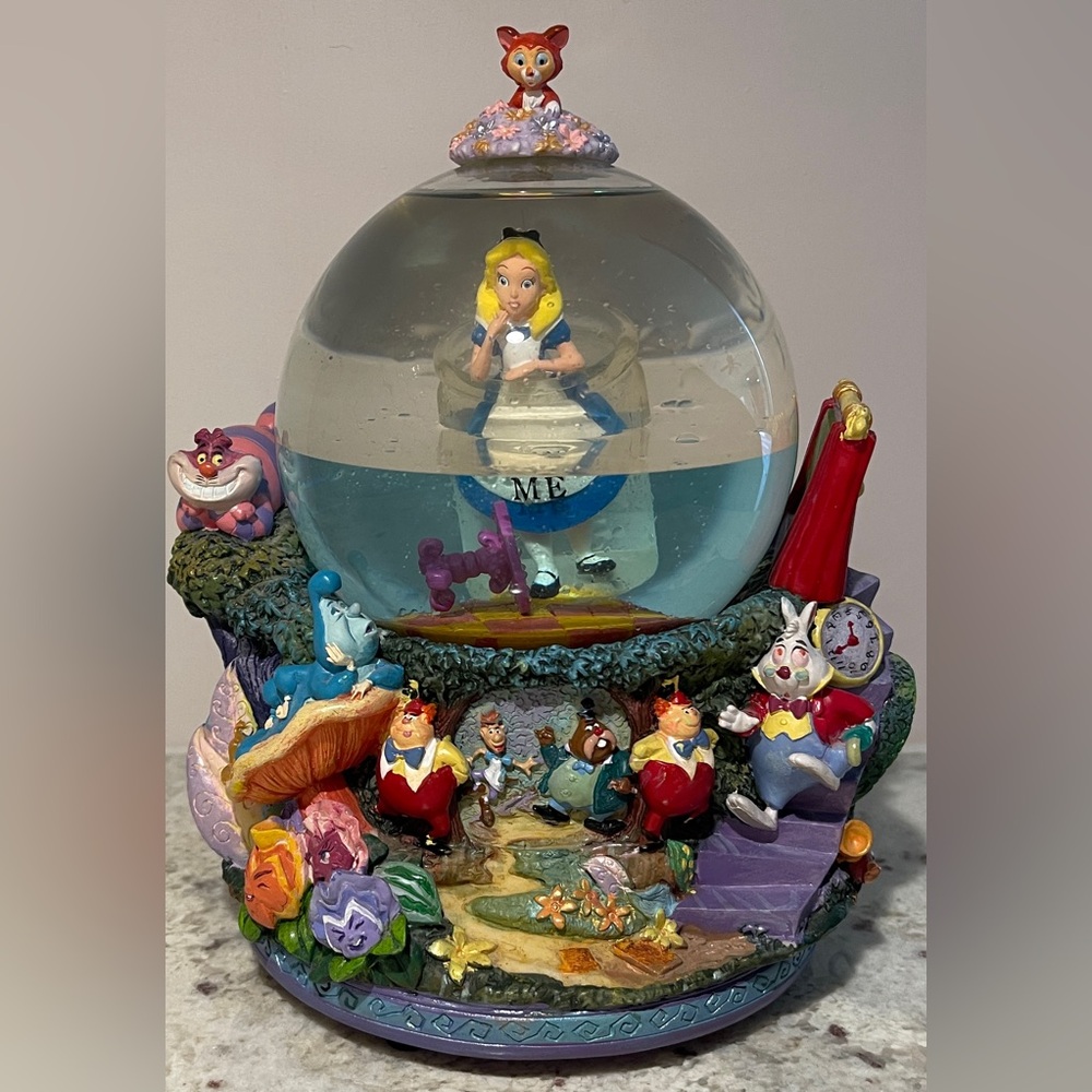 DISNEY Vintage Alice in Wonderland Snow Globe Drink Me, All the Golden Afternoon